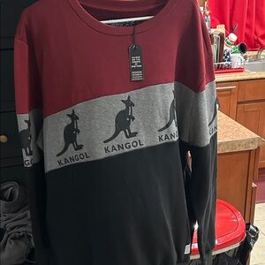Kangol Burgundy, Gray, black and Burgundy crew neck sweatshirt